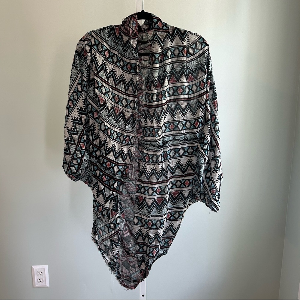 Patterned Shawl Wrap Cardigan